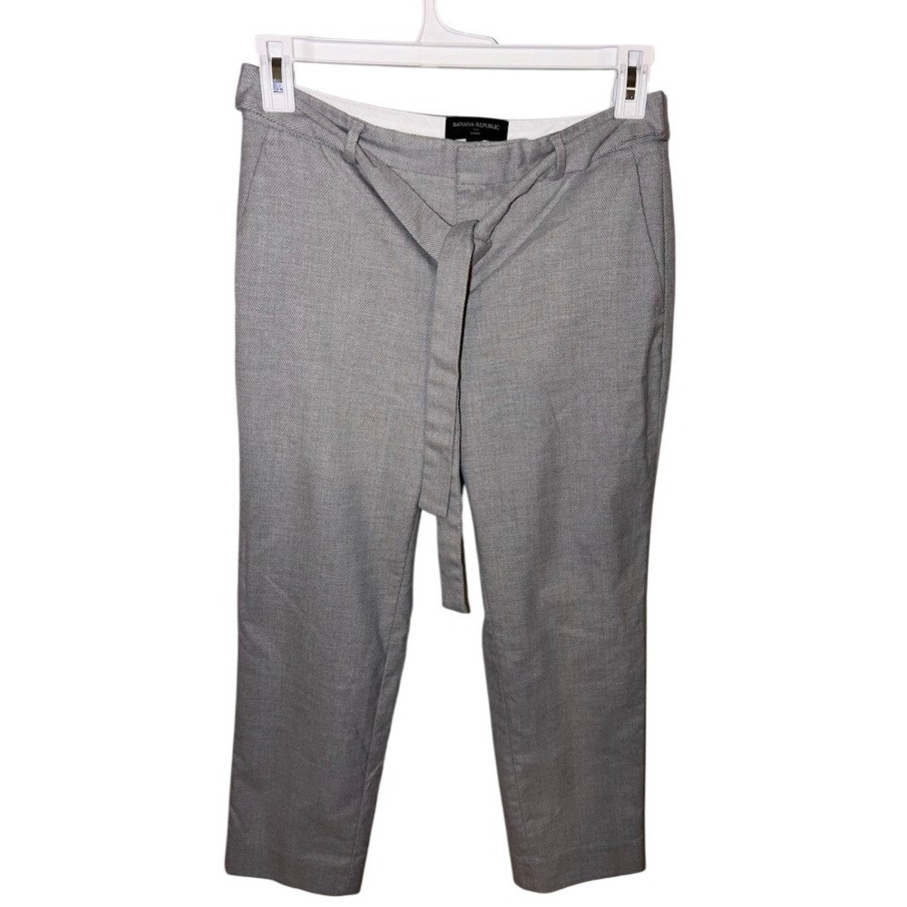 Banana Republic Avery Gray Textured Tie Waist Ankle Pants Size 6 Dress Trousers